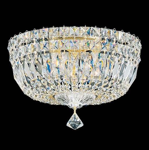 Petit Crystal Deluxe 5-Light Flush Mount in Silver with Clear Gemcut Crystals