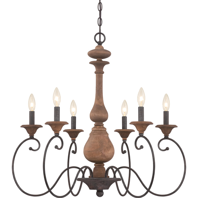 Auburn 6-Light Chandelier in Rustic Black