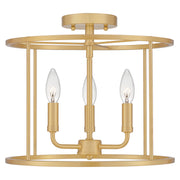 Abner 3-Light Semi-Flush Mount in Aged Brass