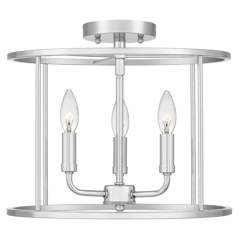 Abner 3-Light Semi-Flush Mount in Polished Chrome