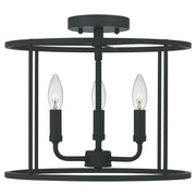 Abner 3-Light Semi-Flush Mount in Matte Black