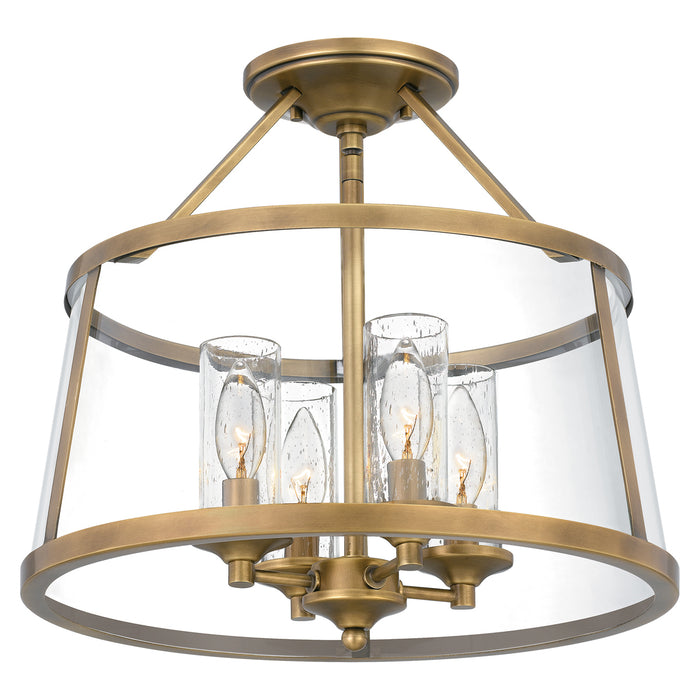 Barlow 4-Light Semi-Flush Mount in Weathered Brass