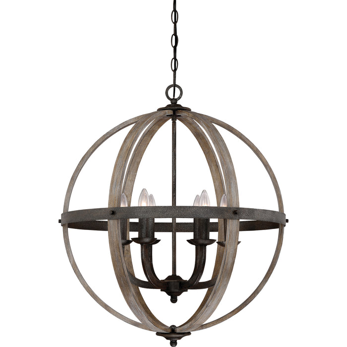 Fusion 6-Light Pendant in Rustic Black