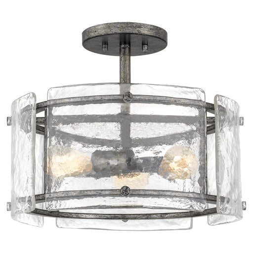 Fortress 3-Light Semi-Flush Mount in Mottled Silver