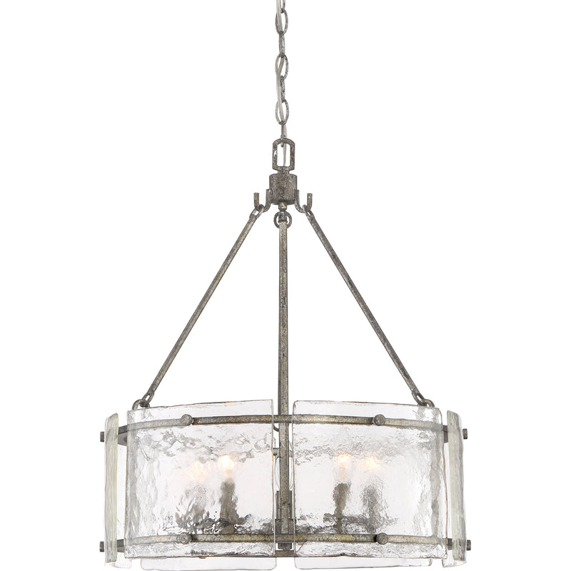 Fortress 5-Light Pendant in Mottled Silver