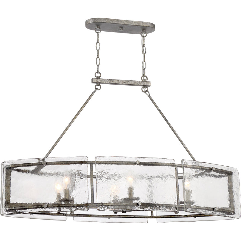 Fortress 6-Light Island Light in Mottled Silver