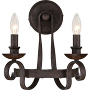 Noble 2-Light Wall Sconce in Rustic Black