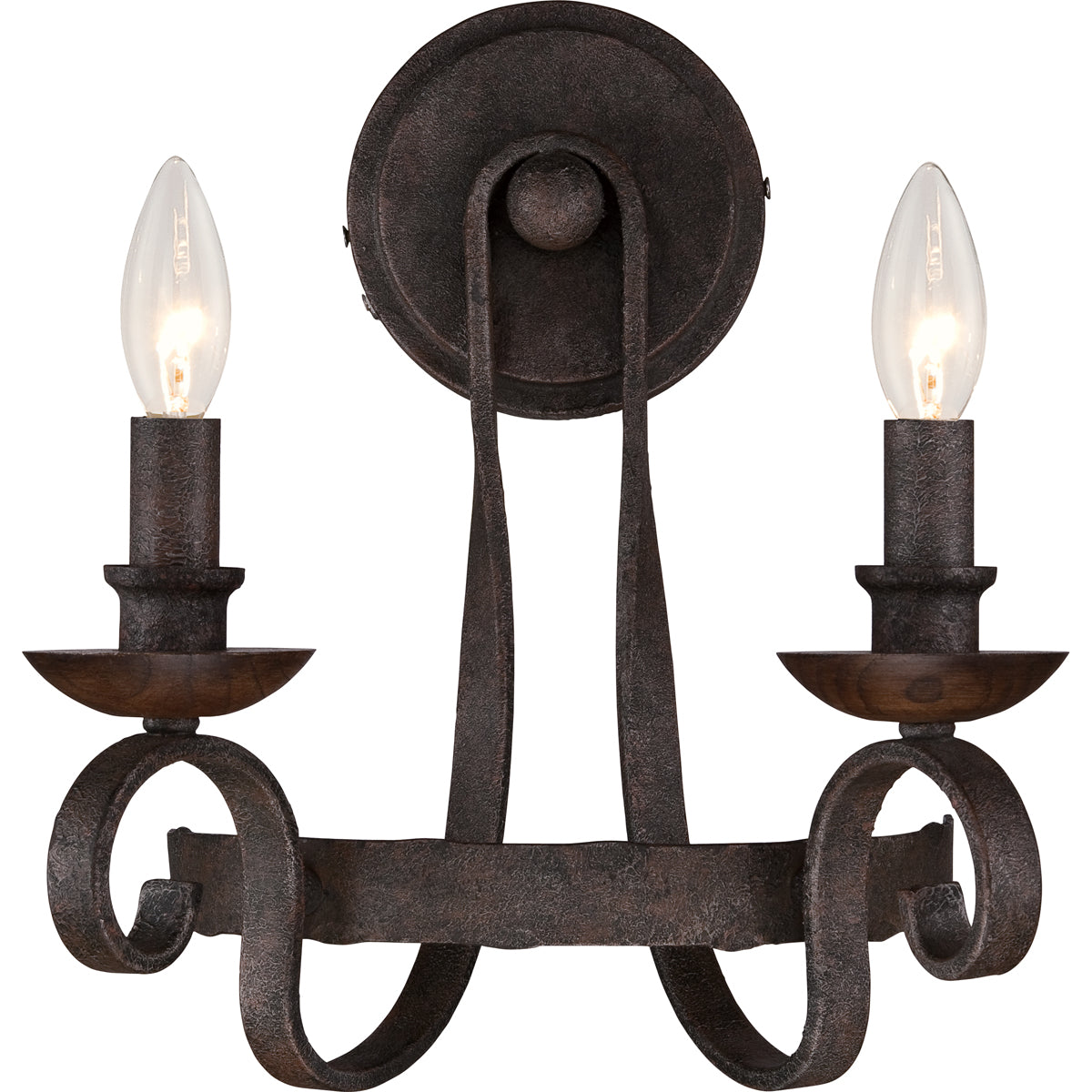 Noble 2-Light Wall Sconce in Rustic Black