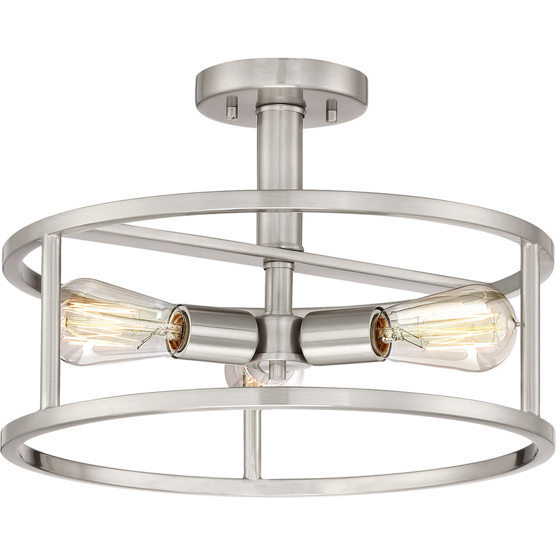 New Harbor 3-Light Semi-Flush Mount in Brushed Nickel