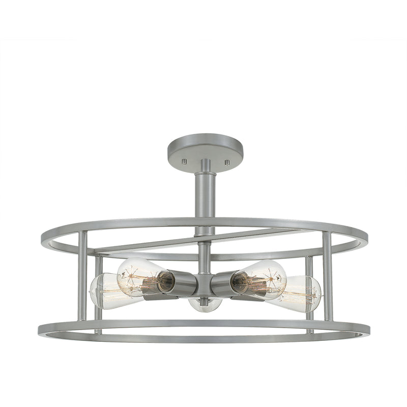 New Harbor 5-Light Semi-Flush Mount in Brushed Nickel