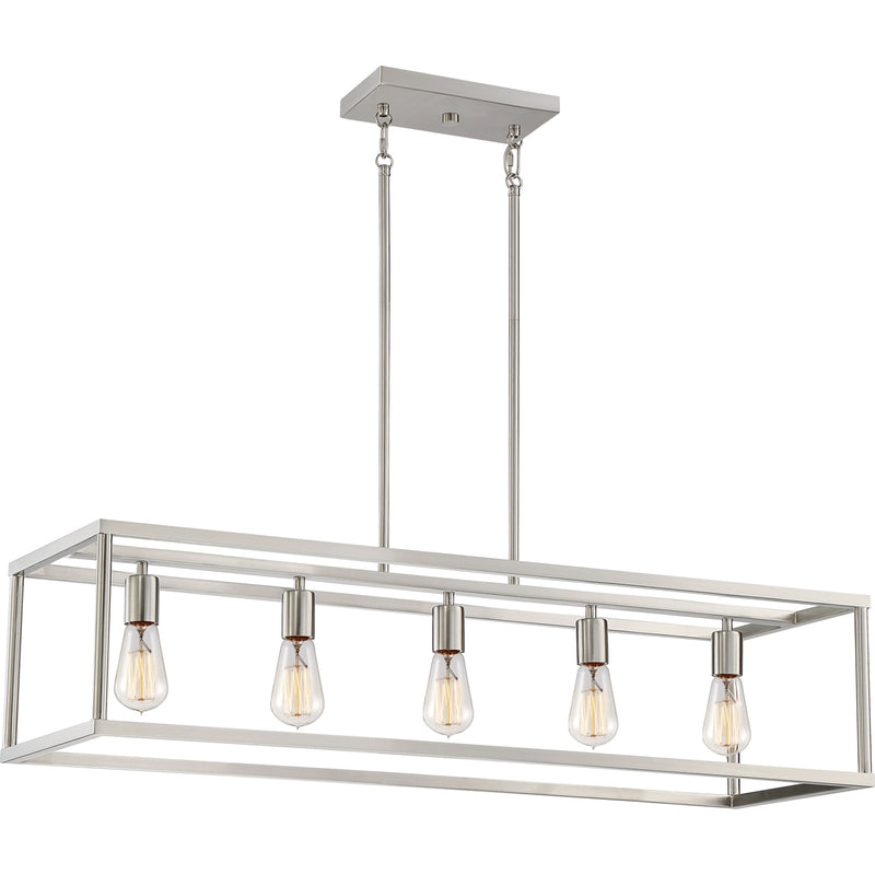New Harbor 5-Light Island Light in Brushed Nickel