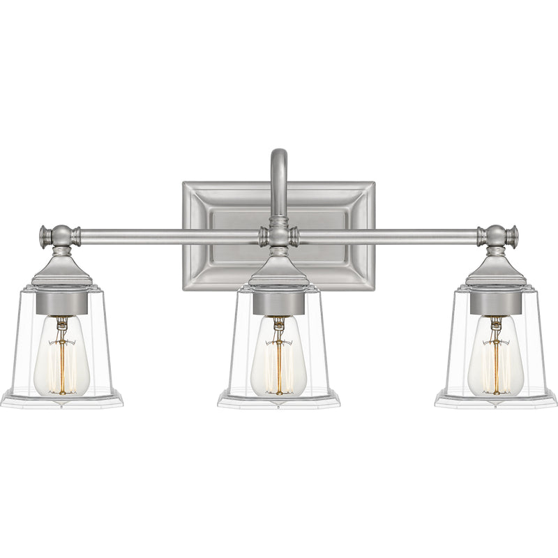 Nicholas 3-Light Bath Vanity in Brushed Nickel