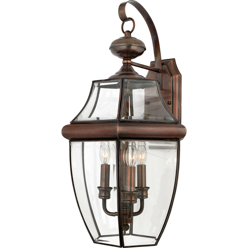 Newbury 3-Light Outdoor Lantern in Aged Copper