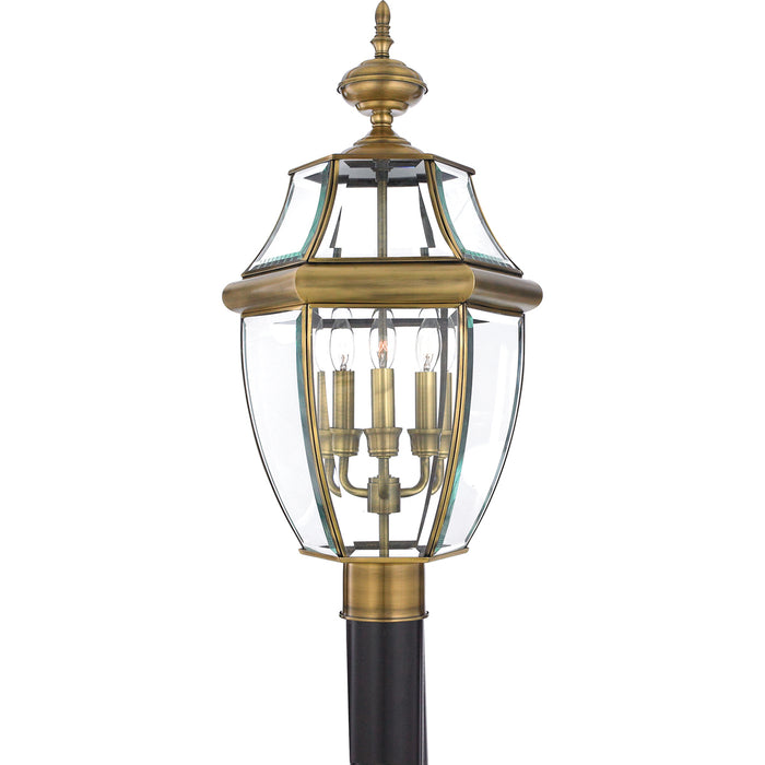 Newbury 3-Light Outdoor Lantern in Antique Brass