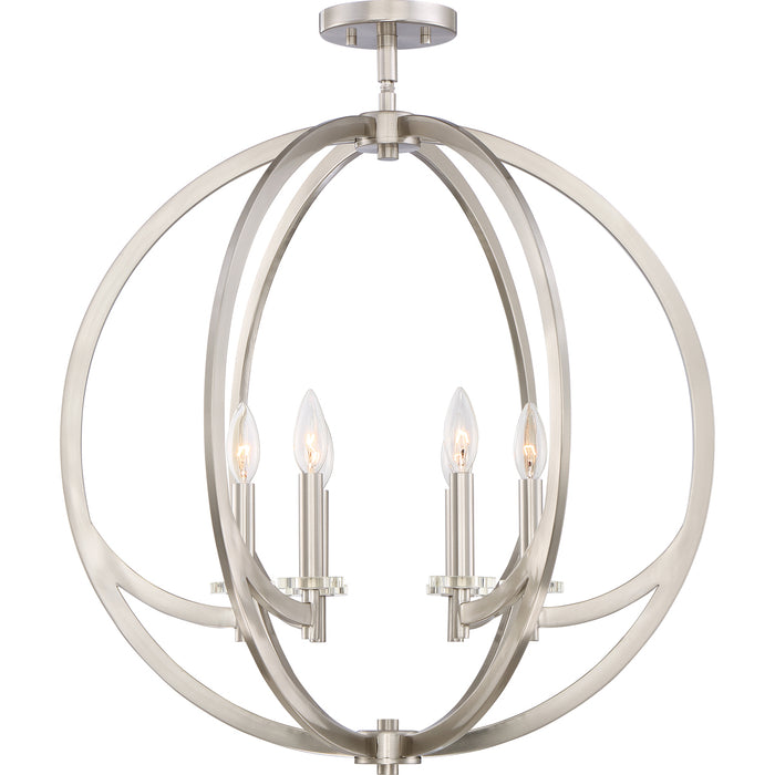 Orion 6-Light Semi-Flush Mount in Brushed Nickel