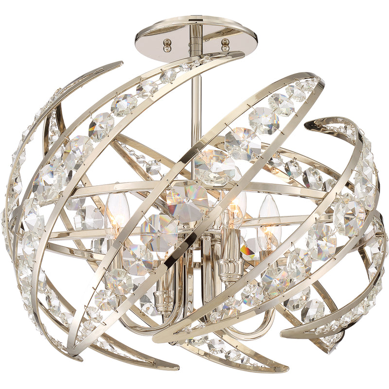 Crescent 4-Light Semi-Flush Mount in Polished Nickel