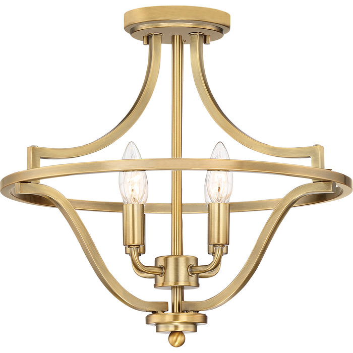 Harvel 4-Light Semi-Flush Mount in Weathered Brass