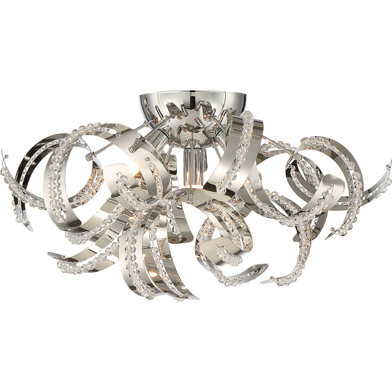 Ribbons 4-Light Flush Mount in Crystal Chrome