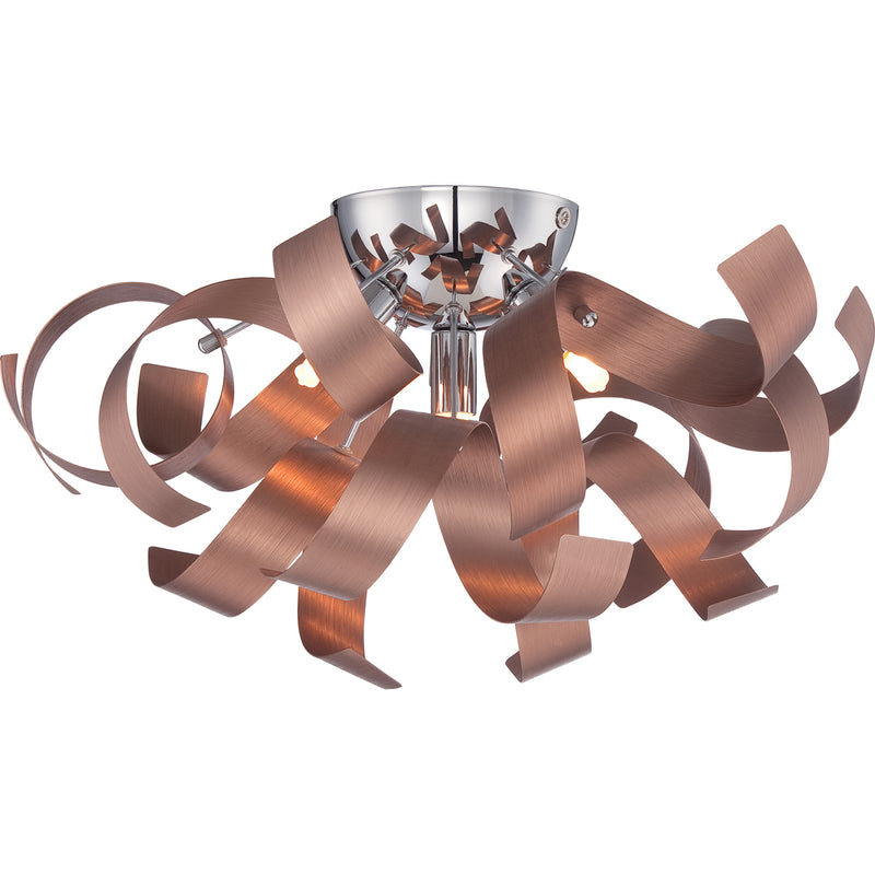 Ribbons 4-Light Flush Mount in Satin Copper