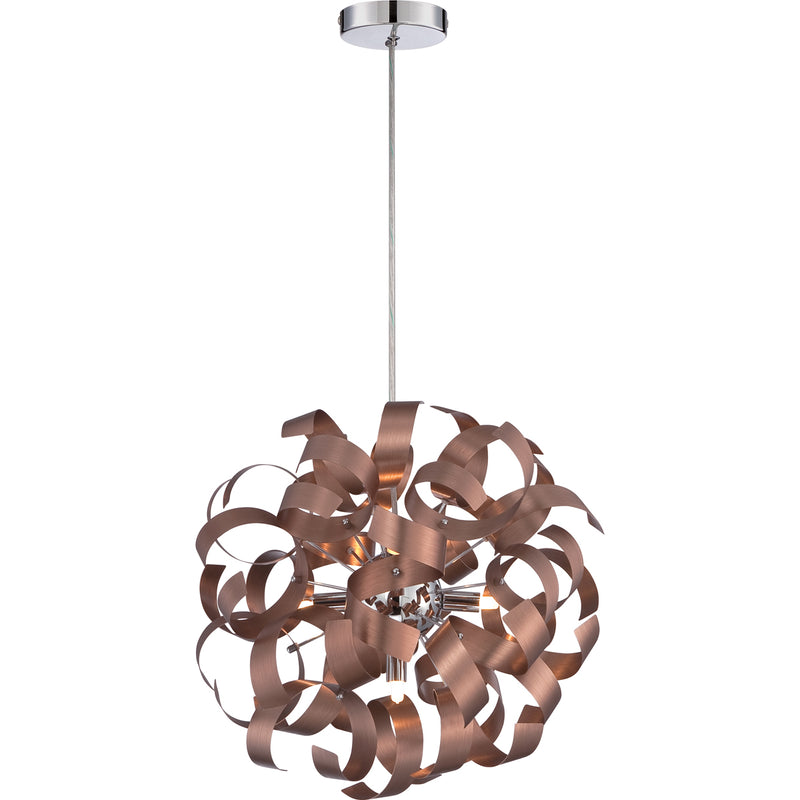 Ribbons 5-Light Pendant in Satin Copper