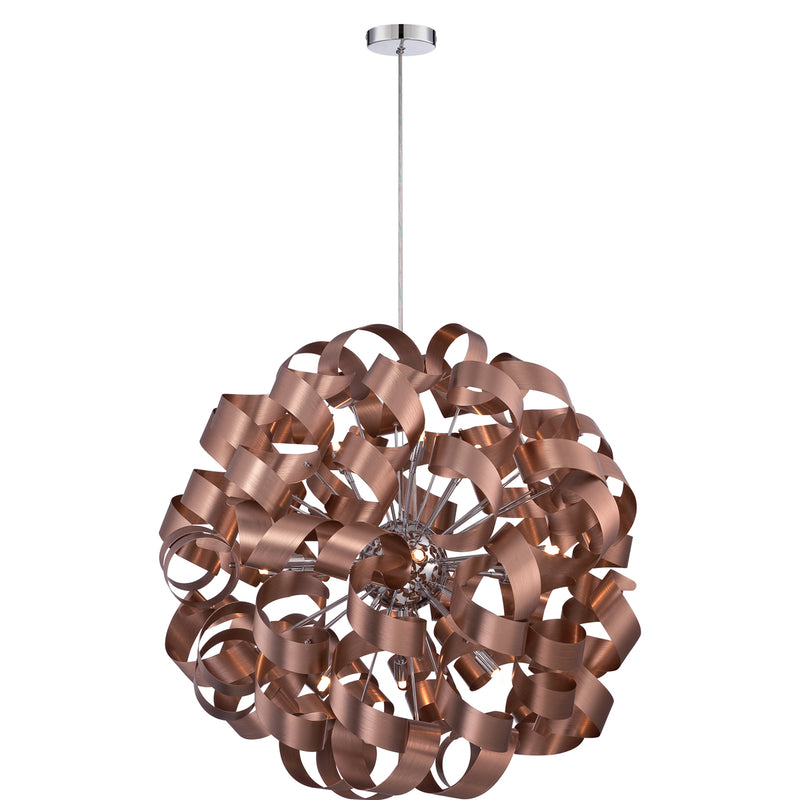 Ribbons 12-Light Pendant in Satin Copper