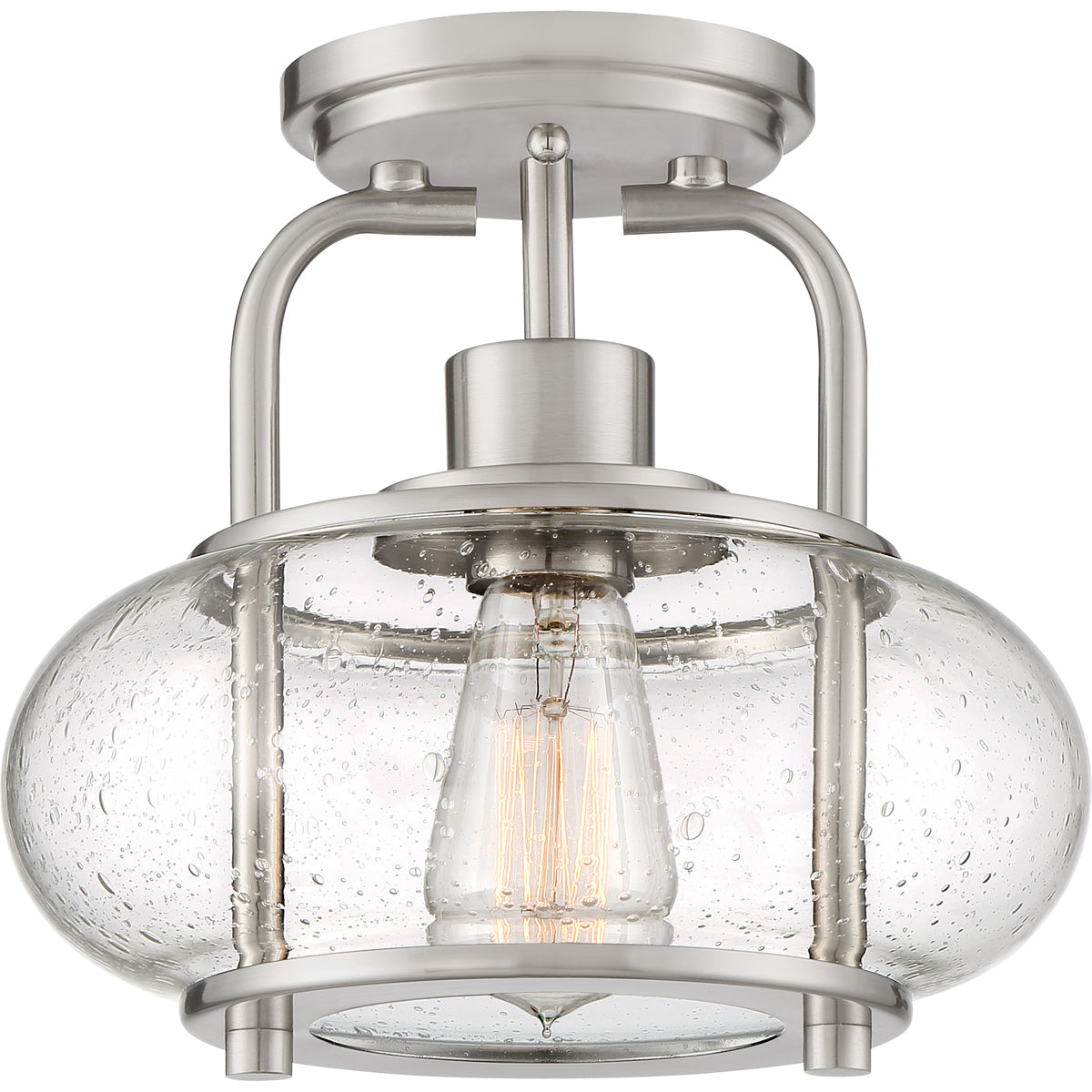 Trilogy 1-Light Semi-Flush Mount in Brushed Nickel
