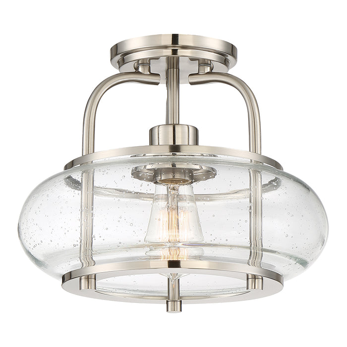 Trilogy 1-Light Semi-Flush Mount in Brushed Nickel