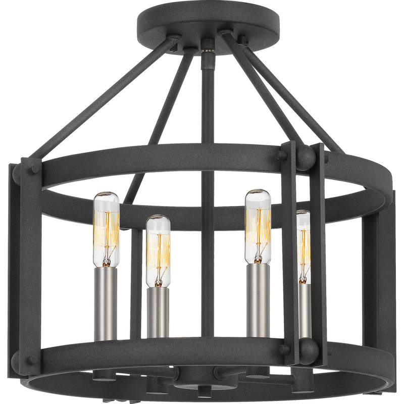 Victor 4-Light Semi-Flush Mount in Mottled Black