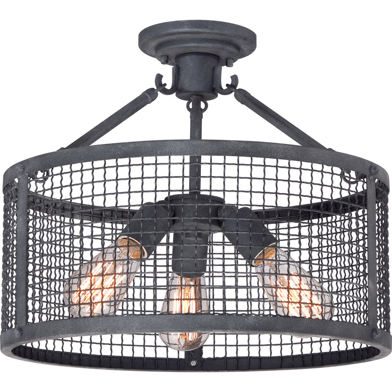Wilder 3-Light Semi-Flush Mount in Mottled Black