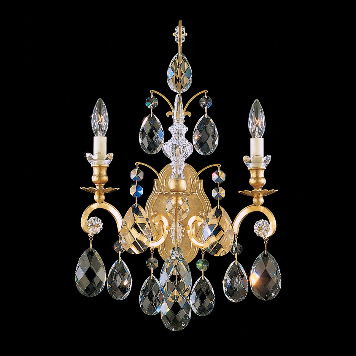Renaissance 2-Light Wall Sconce in Heirloom Bronze with Golden Teak Crystals From Swarovski