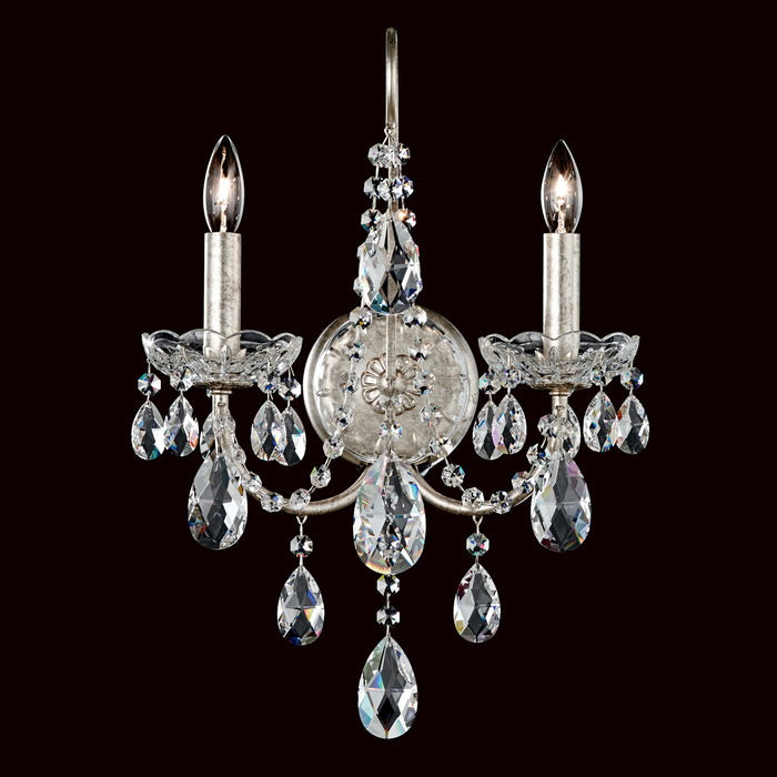 Sonatina 2-Light Wall Sconce in Silver with Clear Heritage Crystals