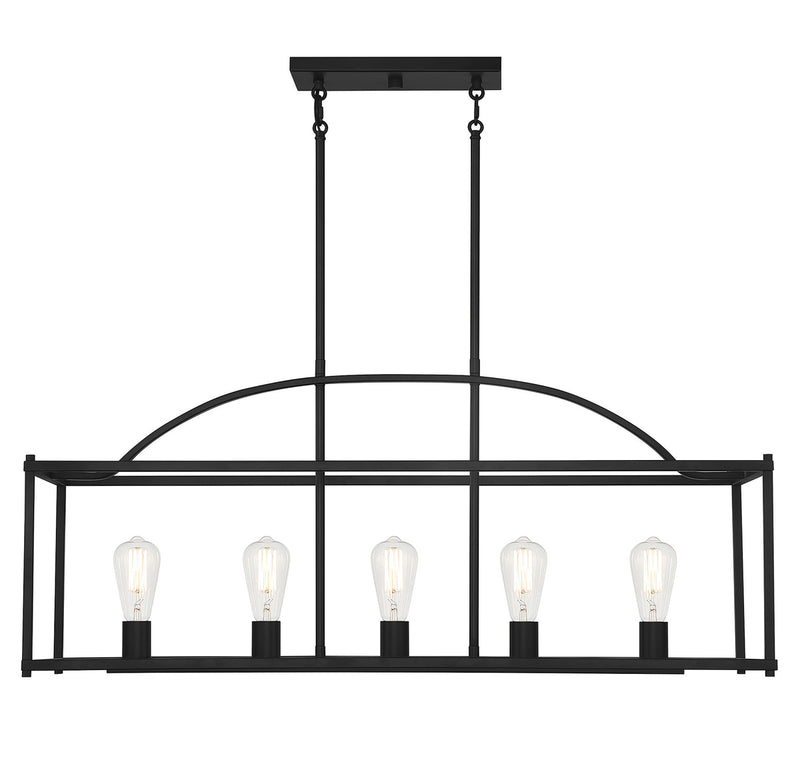 Palladian 5-Light Linear Chandelier in Matte Black