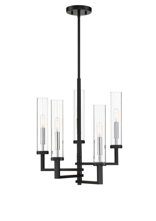 Folsom 5-Light Chandelier in Matte Black with Polished Chrome Accents