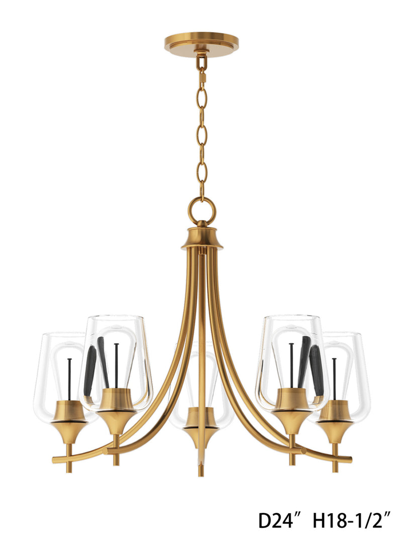 Octave 5-Light Chandelier in Warm Brass