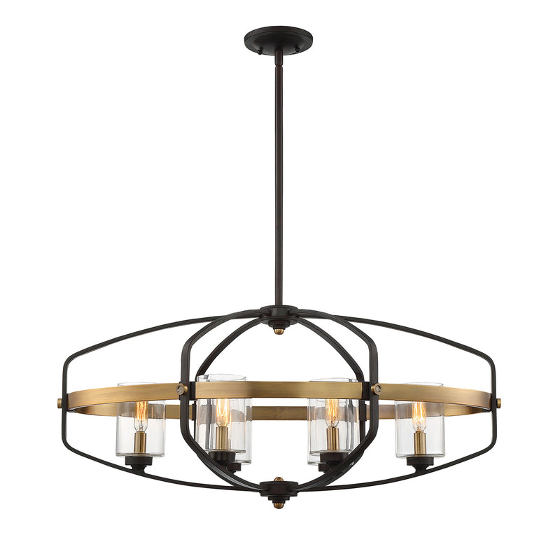 Kirkland 6-Light Linear Chandelier in English Bronze & Warm Brass