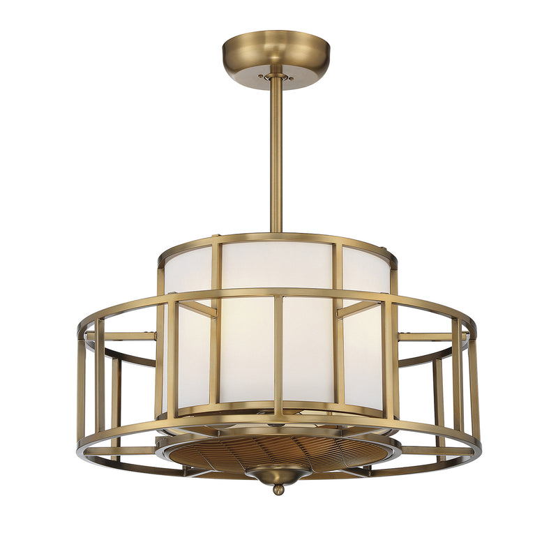 Oslo 4-Light Fan D'lier in Warm Brass