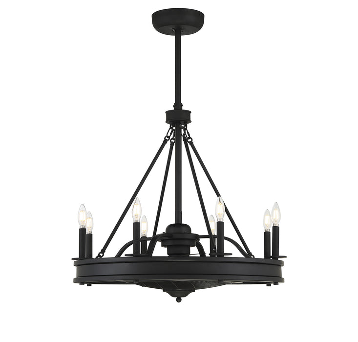 Lyon 8-Light Fan D'lier in Matte Black