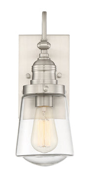 Macauley 1-Light Outdoor Wall Lantern in Satin Nickel