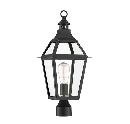 Jackson 1-Light Outdoor Post Lantern in Black With Gold Highlighted