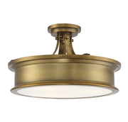 Watkins 3-Light Semi-Flush in Warm Brass
