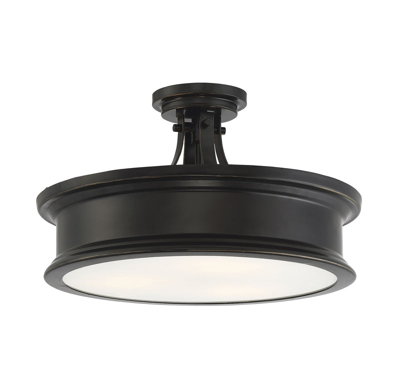 Watkins 3-Light Semi-Flush in Classic Bronze