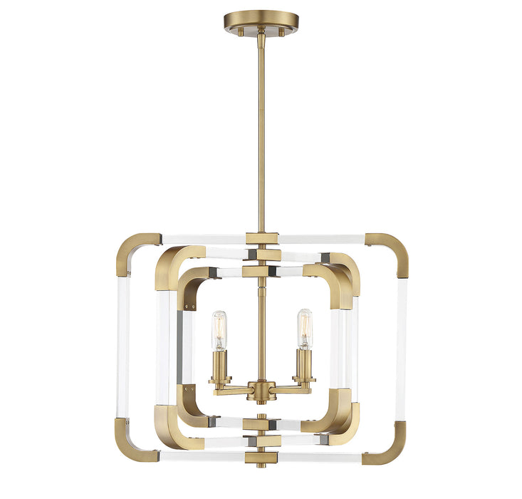 Rotterdam 4-Light Semi-Flush in Warm Brass