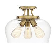Octave 3-Light Semi-Flush in Warm Brass