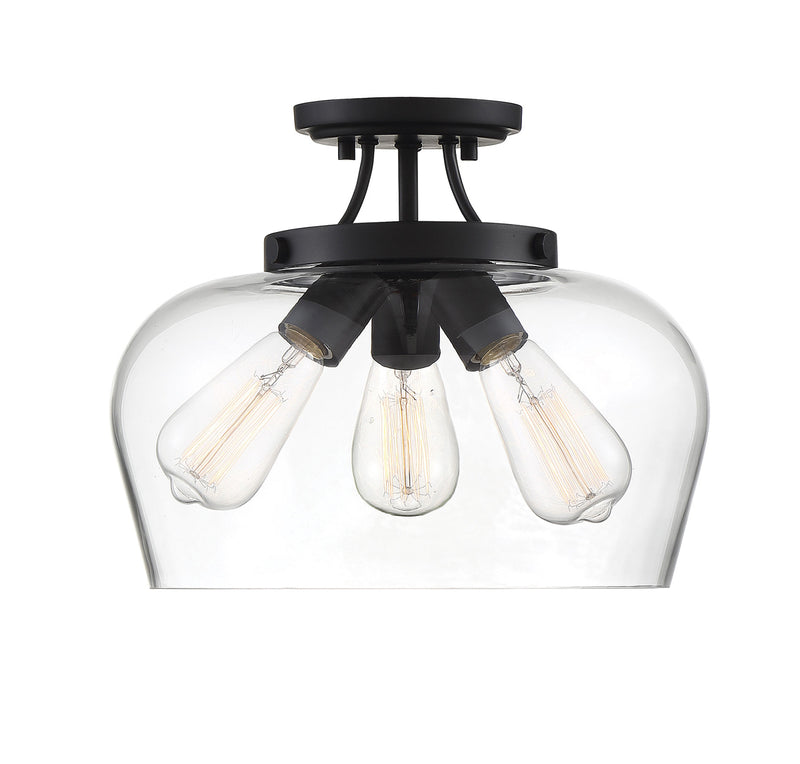 Octave 3-Light Semi-Flush in Black