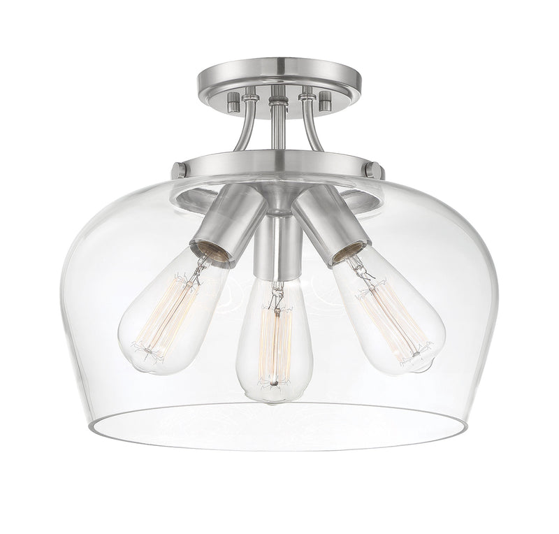 Octave 3-Light Semi-Flush in Satin Nickel