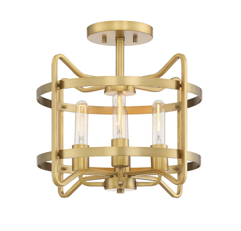 Kent 4-Light Semi-Flush in Warm Brass