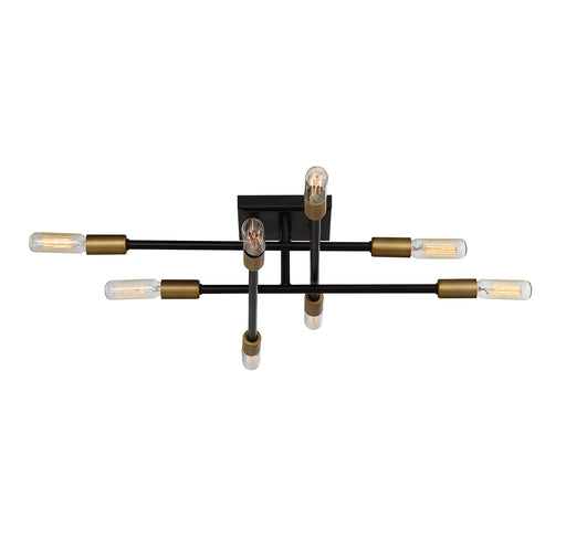 Lyrique 8-Light Semi-Flush in Bronze with Brass Accents