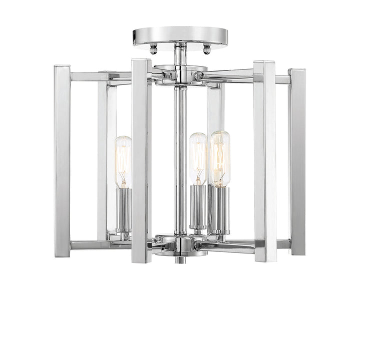 Benson 3-Light Semi-Flush in Polished Nickel