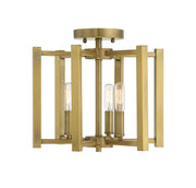 Benson 3-Light Semi-Flush in Warm Brass