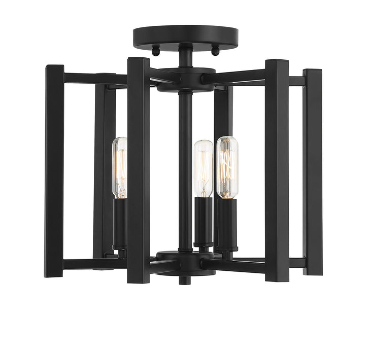 Benson 3-Light Semi-Flush in Matte Black